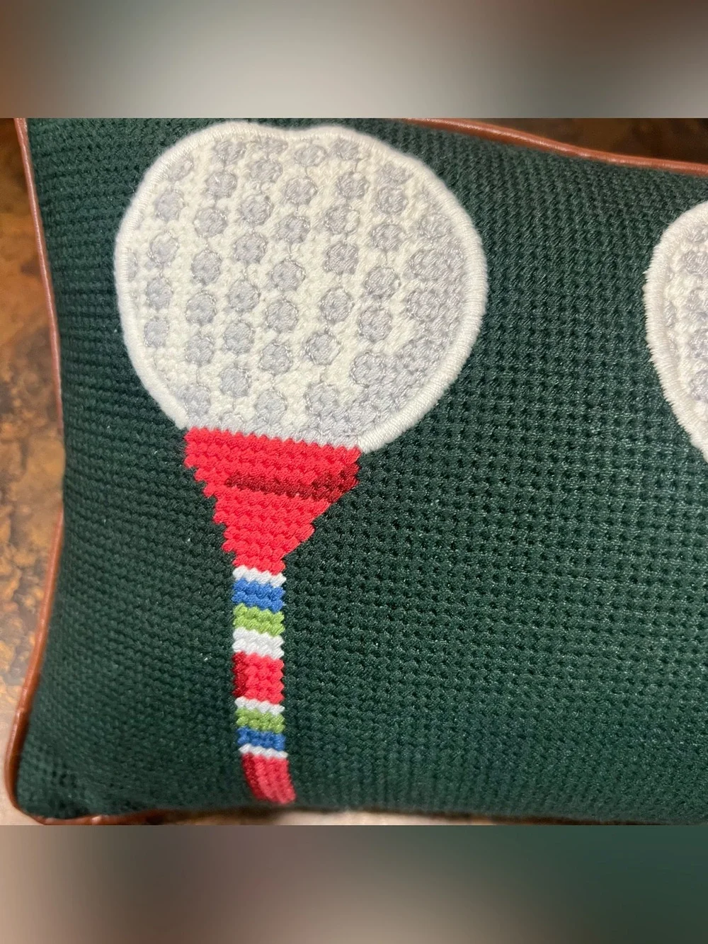 MSX Green needlepoint Golf Balls Accent Pillow Michael Strahan NWT